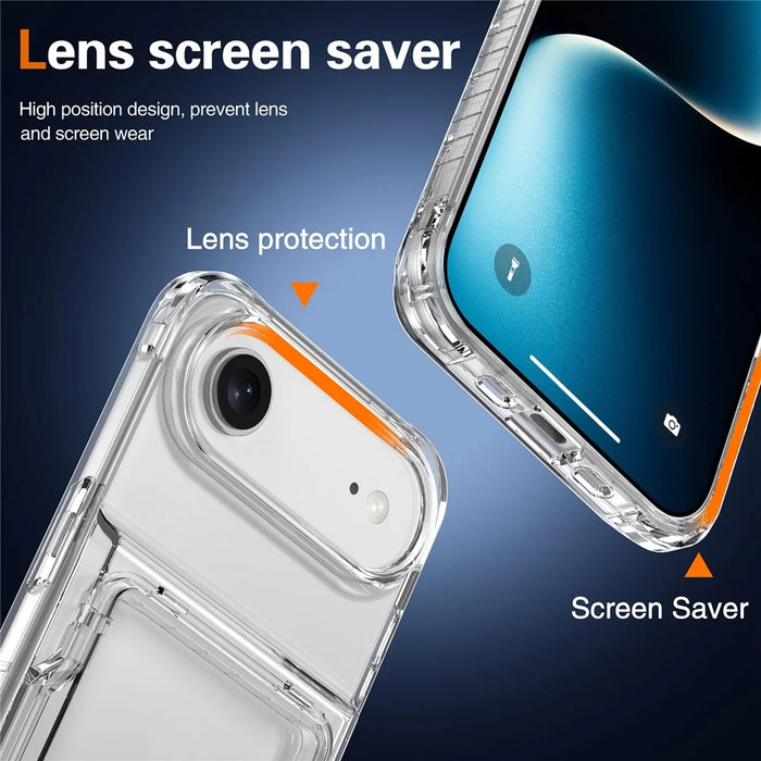 For iPhone Air Clear Case PC + TPU Phone Cover Card Holder Kickstand - Transparent - 7