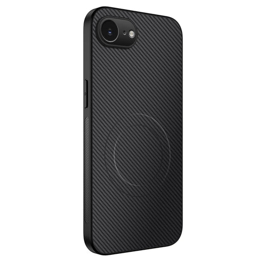 WANLONFENG For iPhone 17e / 16e Case Compatible with MagSafe  TQ Series Carbon Fiber Texture PC TPU Phone Cover - Black - 1