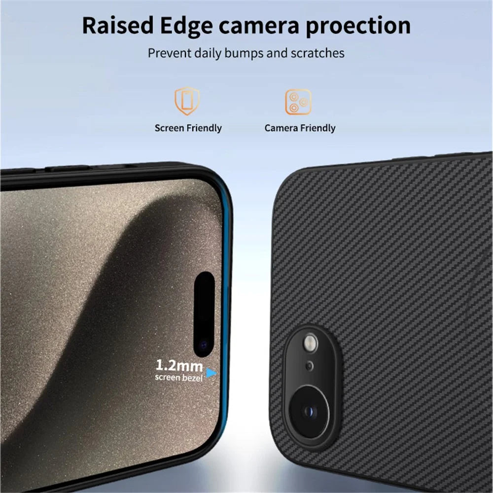 WANLONFENG For iPhone 17e / 16e Case Compatible with MagSafe  TQ Series Carbon Fiber Texture PC TPU Phone Cover - Black - 3
