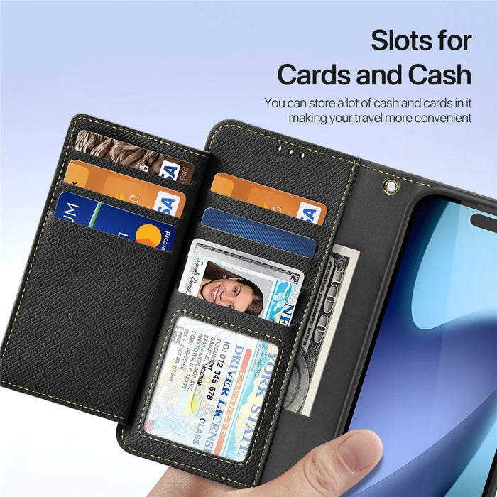 DUX DUCIS For iPhone 17 Case  Lawa Series Detachable Magnetic Cowhide Leather Cover Zipper Wallet - Black - 7