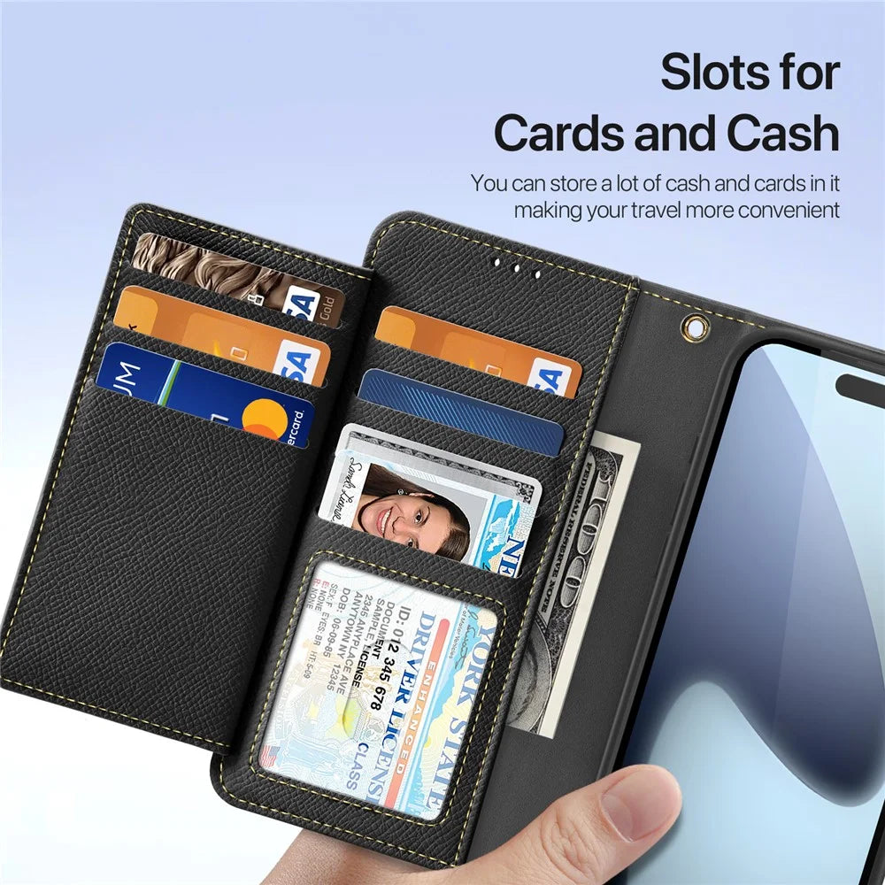 DUX DUCIS For iPhone 17 Pro Case  Lawa Series Detachable Magnetic Cowhide Leather Cover Zipper Wallet - Black - 7