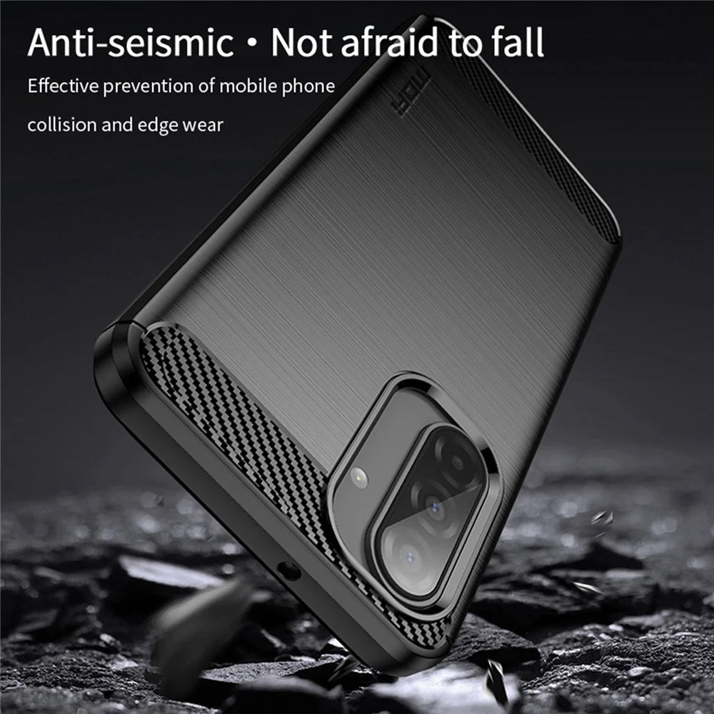 MOFI For Samsung Galaxy A17 5G / A17 4G Back Cover  Brushed Texture Carbon Fiber Soft TPU Case - Black - 4