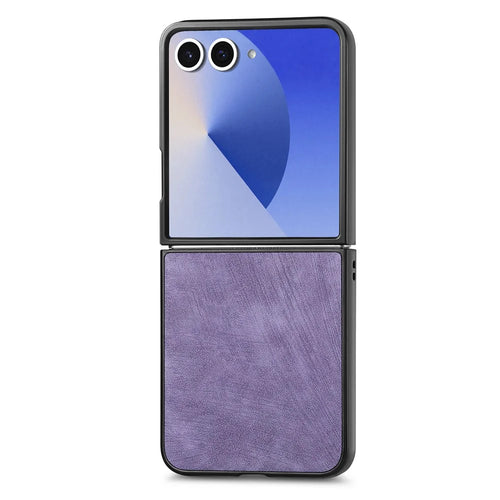 For Samsung Galaxy Z Flip7 5G Case Shockproof Slim Retro Leather Phone Back Cover - Purple - 1