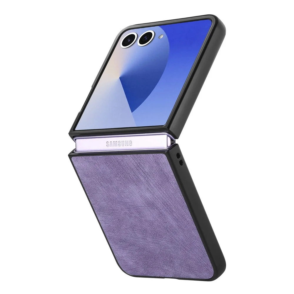 For Samsung Galaxy Z Flip7 5G Case Shockproof Slim Retro Leather Phone Back Cover - Purple - 2