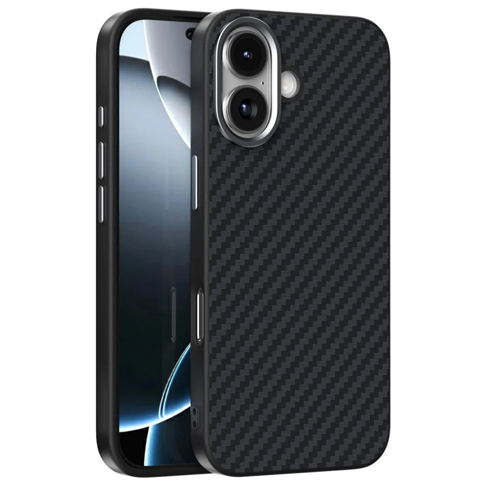 ABEEL For iPhone 17 Case Compatible with MagSafe Carbon Fiber Texture Back Cover - Black - 1