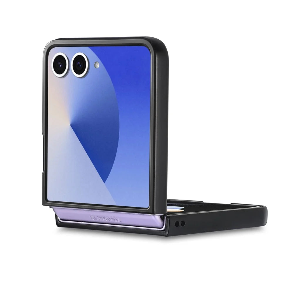 For Samsung Galaxy Z Flip7 5G Case Carbon Fiber Texture PU+PC+TPU Phone Back Cover - Black - 5