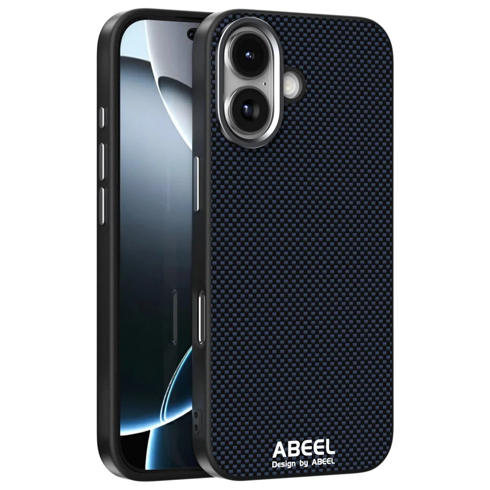 ABEEL For iPhone 17 Case Compatible with MagSafe Printed PC TPU Aluminum Alloy Leather Phone Cover - Black - 1