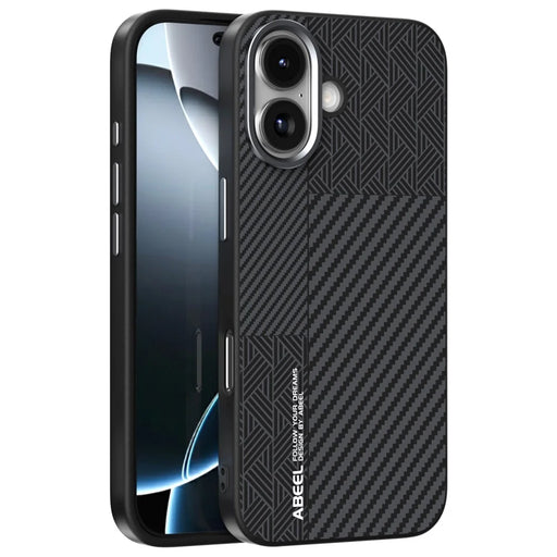ABEEL For iPhone 17 Case PC + TPU + Aluminum Alloy + PU Leather Slim Phone Back Cover Compatible with MagSafe - Texture 3 - 1