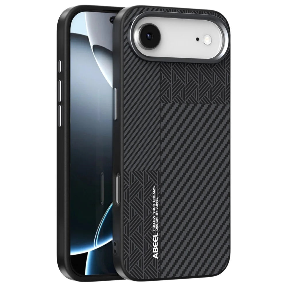 ABEEL For iPhone Air Case PC + TPU + Aluminum Alloy + PU Leather Slim Phone Back Cover Compatible with MagSafe - Texture 3 - 1