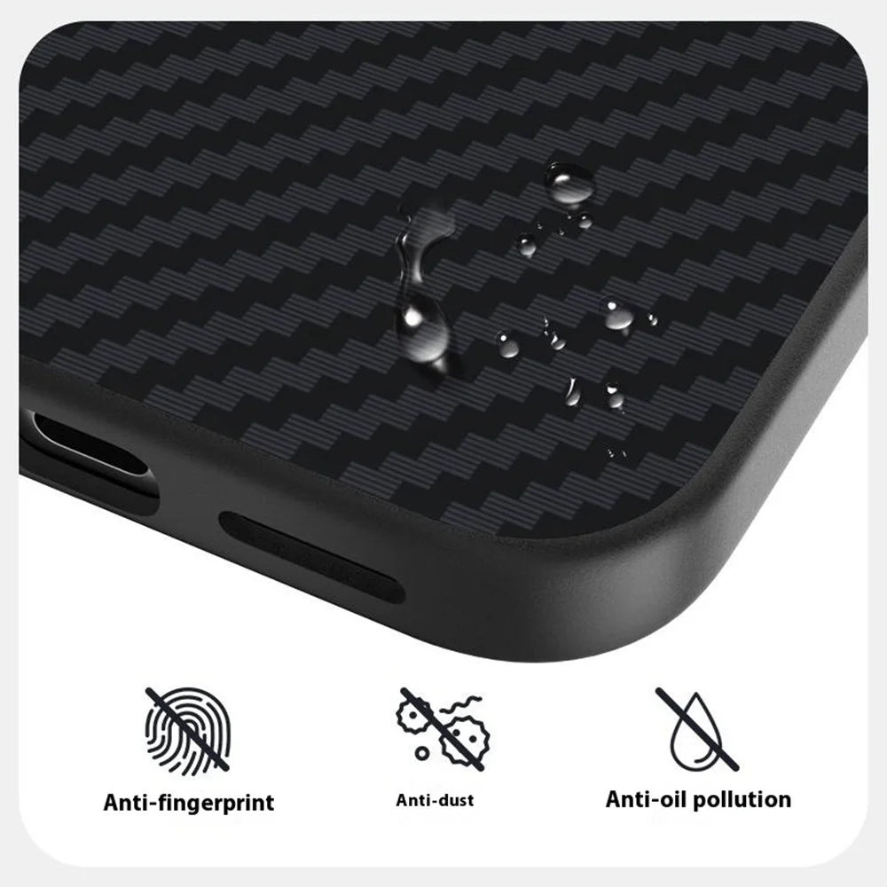 ABEEL For iPhone 18 Pro / 17 Pro Case Compatible with MagSafe Carbon Fiber Texture Back Cover - Black - 6