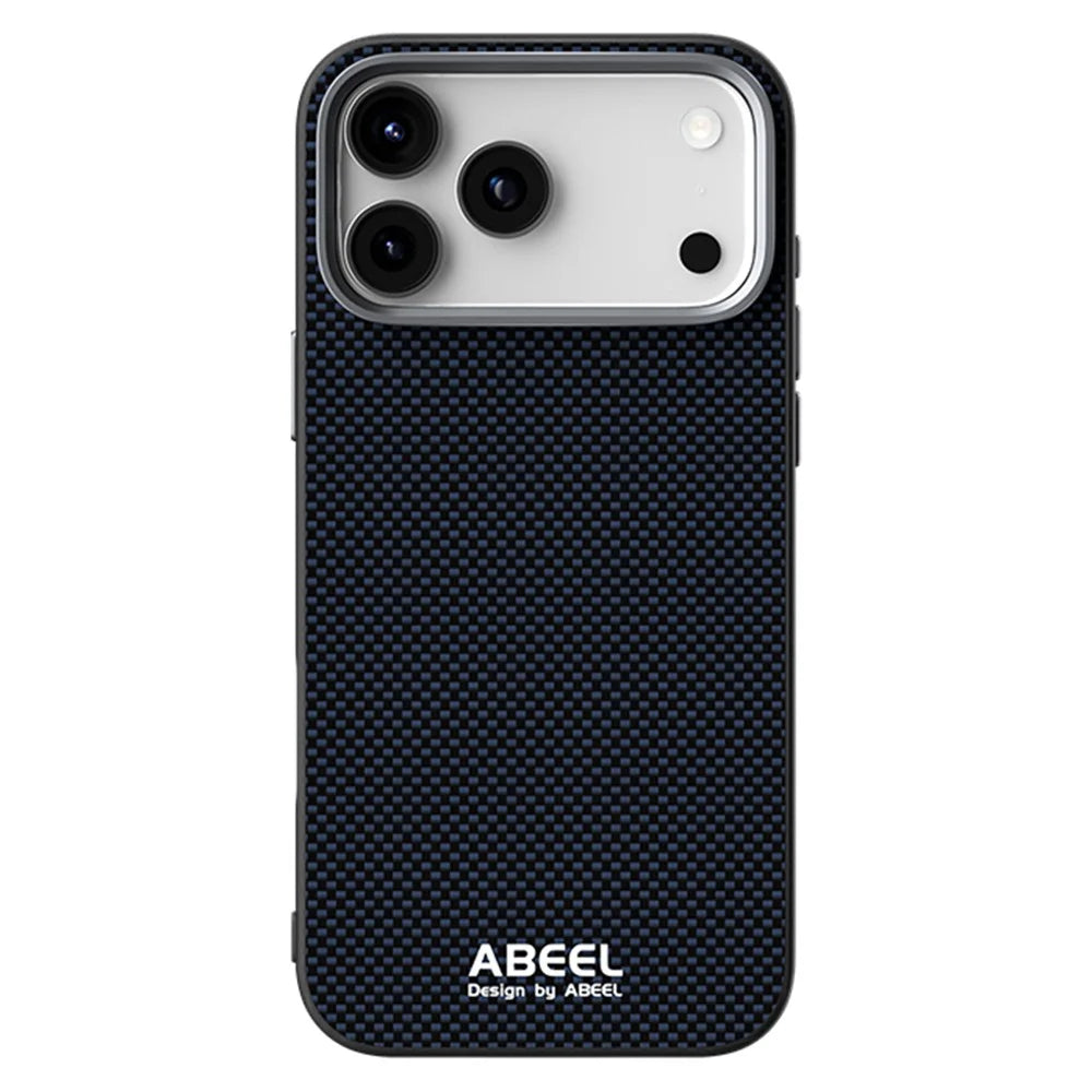ABEEL For iPhone 18 Pro / 17 Pro Case Compatible with MagSafe Printed PC TPU Aluminum Alloy Leather Phone Cover - Black - 2