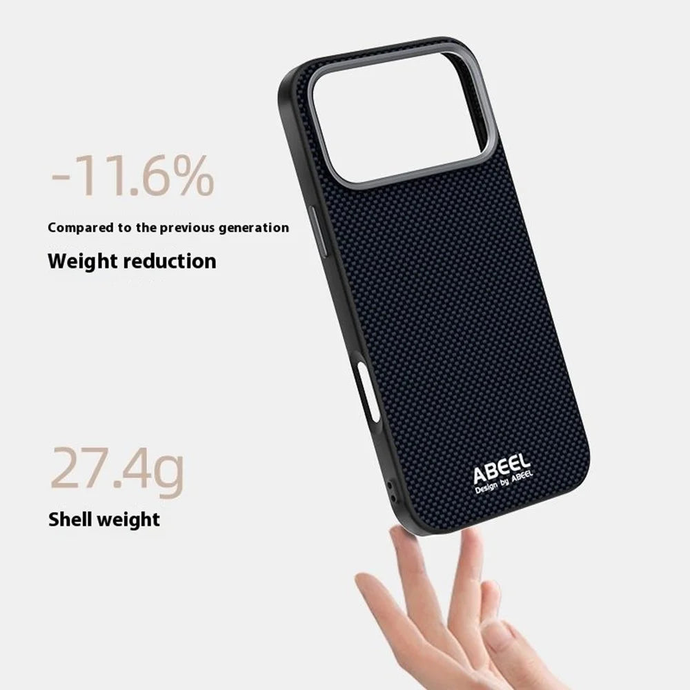 ABEEL For iPhone 18 Pro / 17 Pro Case Compatible with MagSafe Printed PC TPU Aluminum Alloy Leather Phone Cover - Black - 3