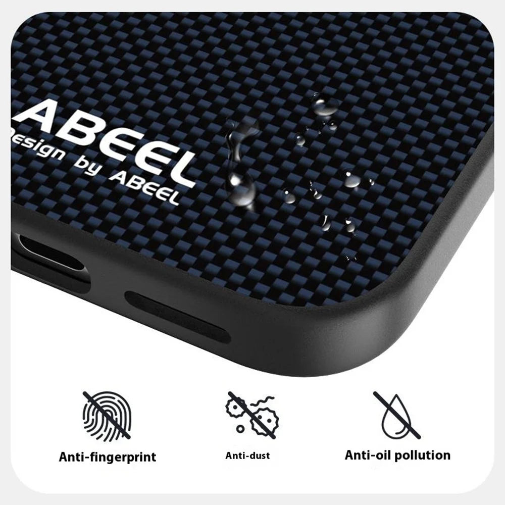 ABEEL For iPhone 18 Pro / 17 Pro Case Compatible with MagSafe Printed PC TPU Aluminum Alloy Leather Phone Cover - Black - 6