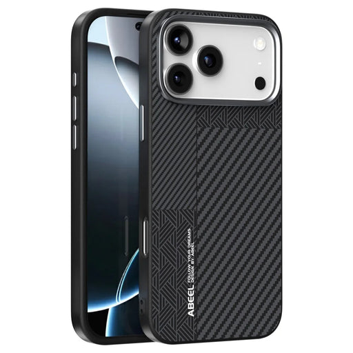 ABEEL For iPhone 18 Pro / 17 Pro Case PC + TPU + Aluminum Alloy + PU Leather Slim Phone Back Cover Compatible with MagSafe - Texture 3 - 1
