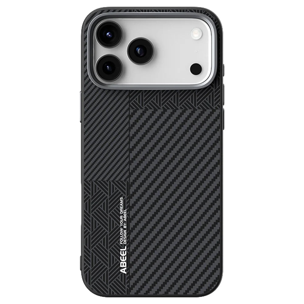 ABEEL For iPhone 18 Pro / 17 Pro Case PC + TPU + Aluminum Alloy + PU Leather Slim Phone Back Cover Compatible with MagSafe - Texture 3 - 2