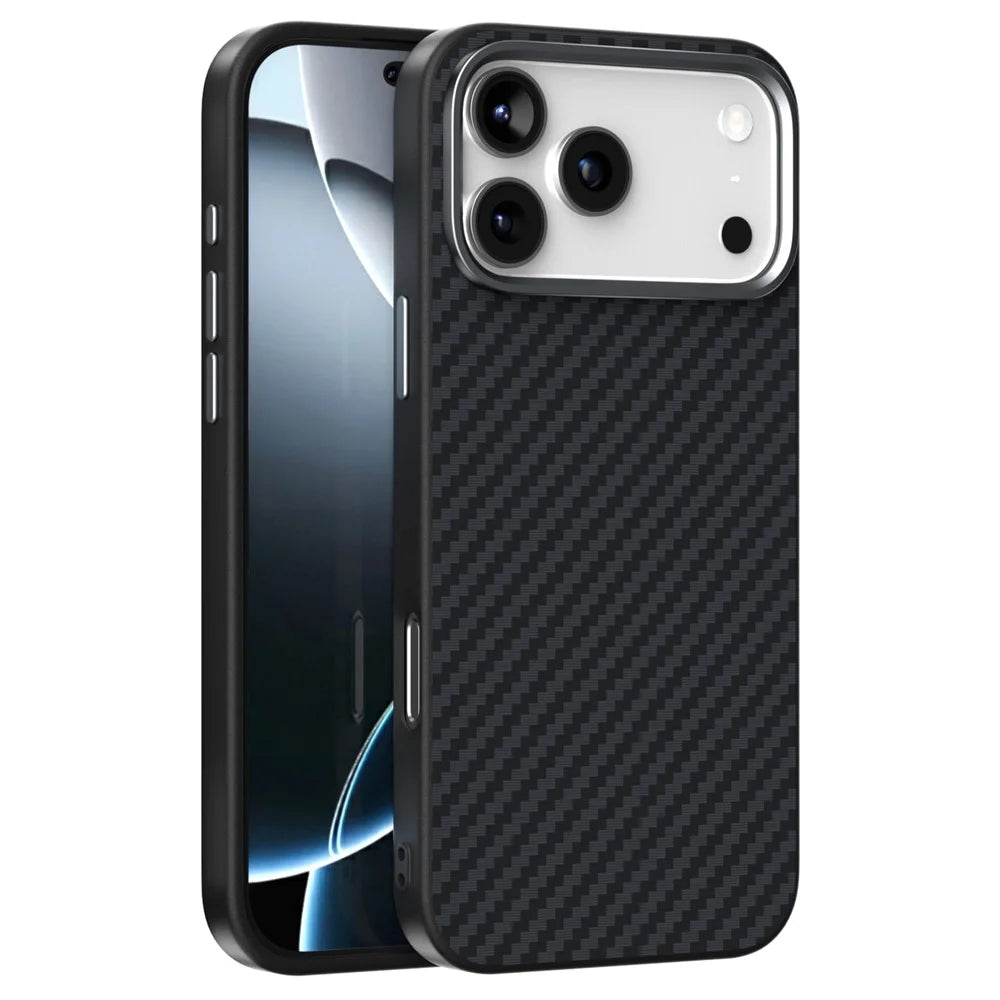 ABEEL For iPhone 18 Pro Max / 17 Pro Max Case Compatible with MagSafe Carbon Fiber Texture Back Cover - Black - 1