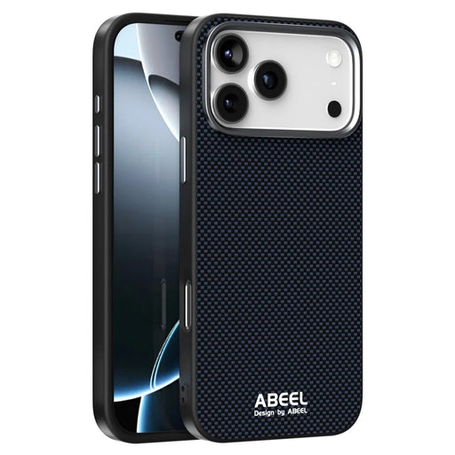 ABEEL For iPhone 18 Pro Max / 17 Pro Max Case Compatible with MagSafe Printed PC TPU Aluminum Alloy Leather Phone Cover - Black - 1