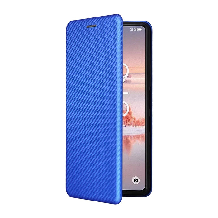 For TCL 60 NxtPaper 4G Case Carbon Fiber Texture Drop-Proof PU Leather Phone Cover - Blue - 7