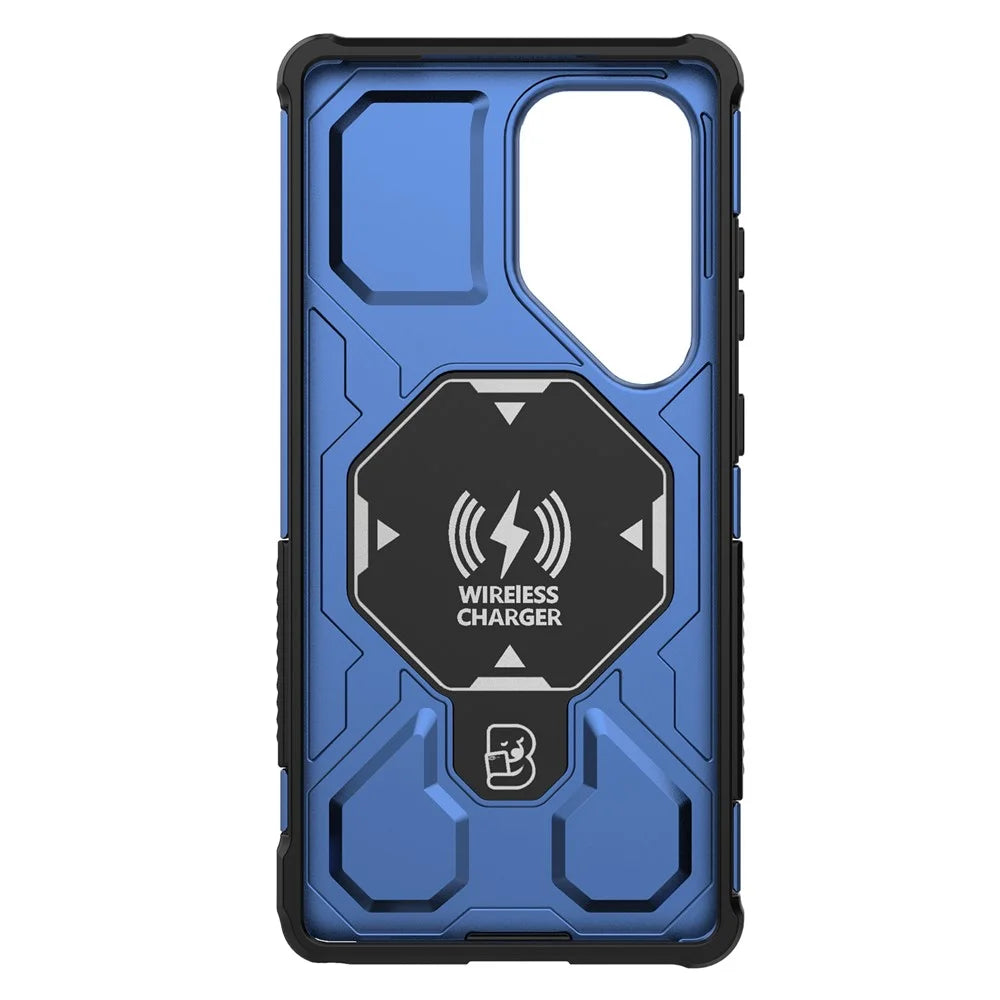 For Samsung Galaxy S25 Ultra Magnetic Case Rotating Metal Kickstand PC + TPU Phone Back Cover - Dark Blue - 4