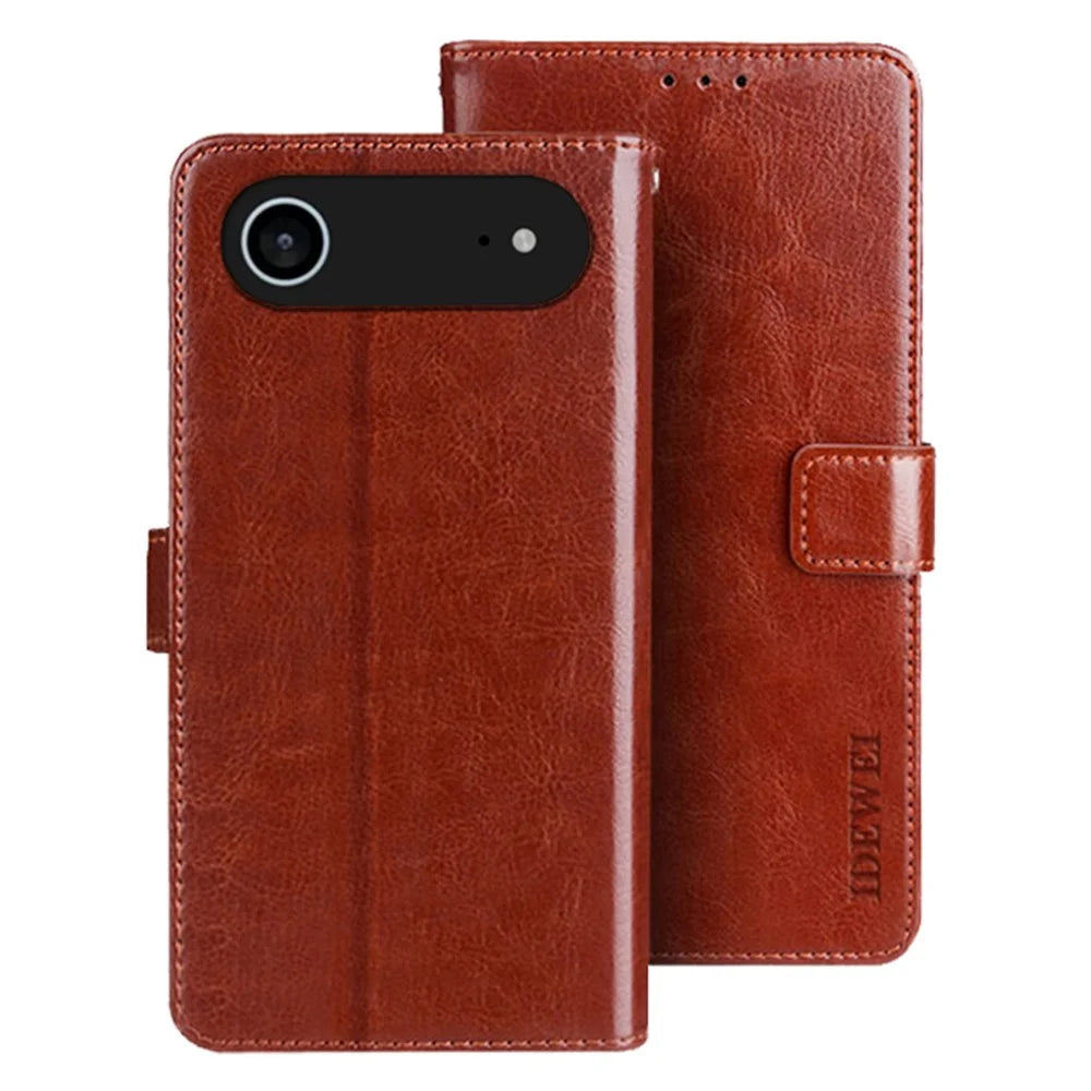 IDEWEI For iPhone Air Stand Case Crazy Horse Texture Leather Phone Cover - Brown - 1