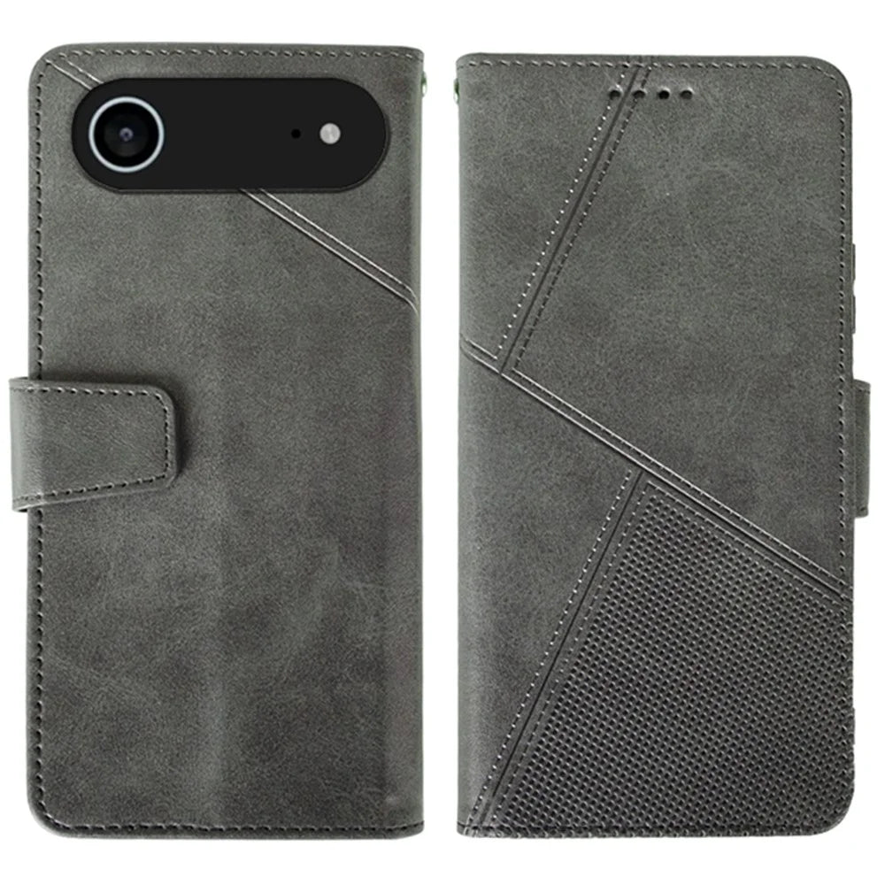 IDEWEI For iPhone Air Case Leather Wallet Phone Cover Stand Calf Texture - Grey - 1