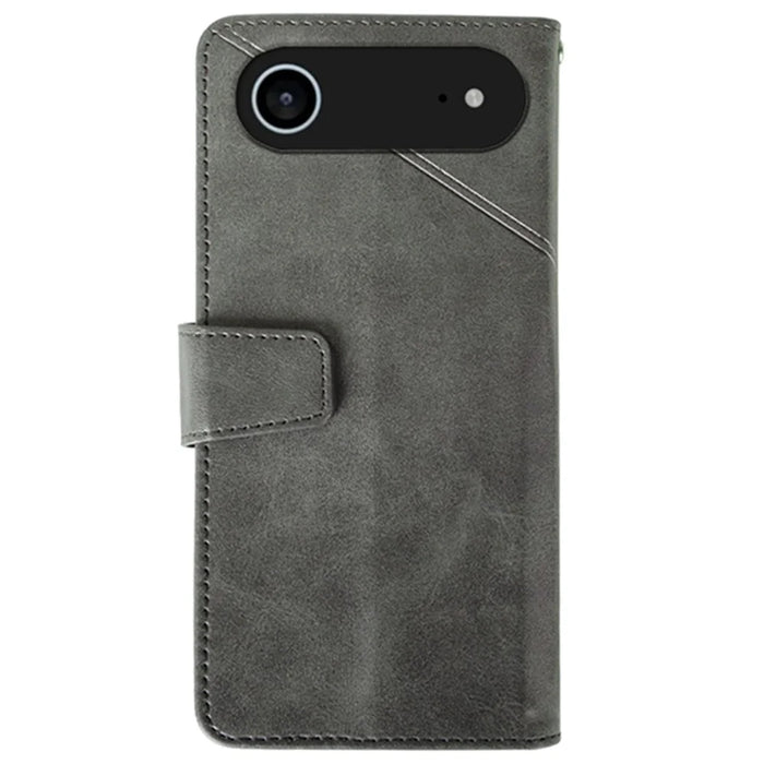 IDEWEI For iPhone Air Case Leather Wallet Phone Cover Stand Calf Texture - Grey - 5
