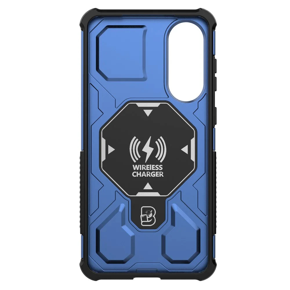 For Samsung Galaxy S25 Edge Magnetic Case Rotating Metal Kickstand PC + TPU Phone Back Cover - Dark Blue - 4