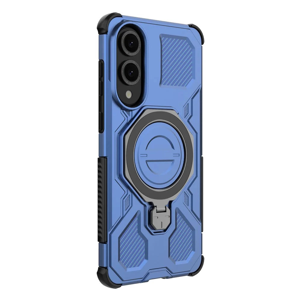 For Samsung Galaxy S25 Edge Magnetic Case Rotating Metal Kickstand PC + TPU Phone Back Cover - Dark Blue - 5