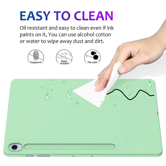 For Samsung Galaxy Tab S10 FE+ Case Liquid Silicone Anti-Scratch Tablet Cover - Green - 5