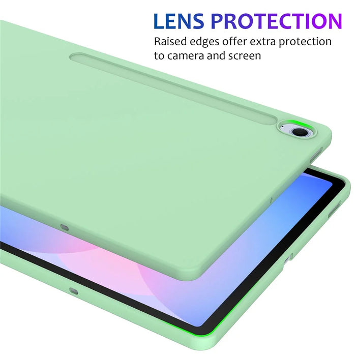 For Samsung Galaxy Tab S10 FE+ Case Liquid Silicone Anti-Scratch Tablet Cover - Green - 7