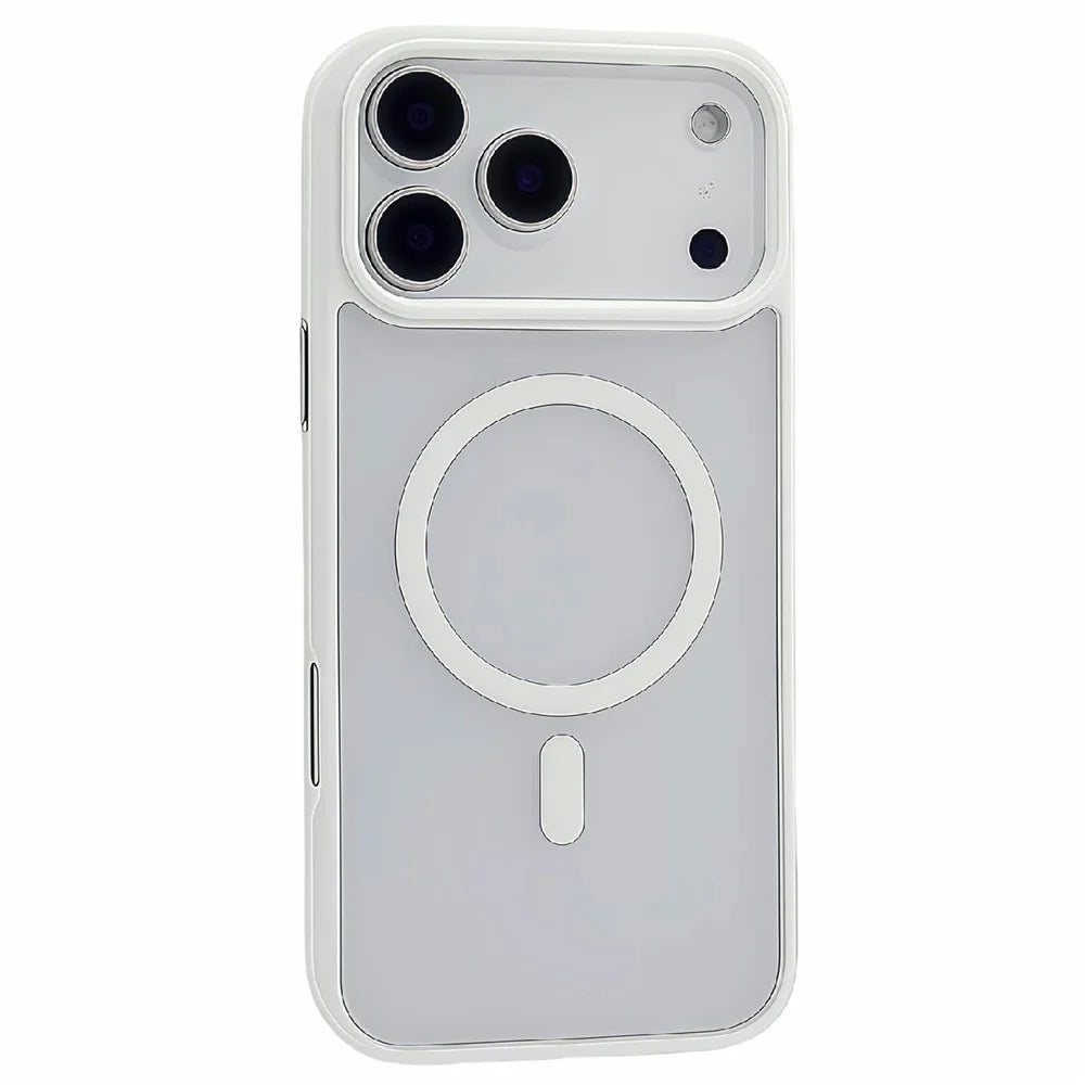 For iPhone 17 Pro Max Magnetic Case Skin Touch TPU Acrylic Phone Back Cover - White - 1