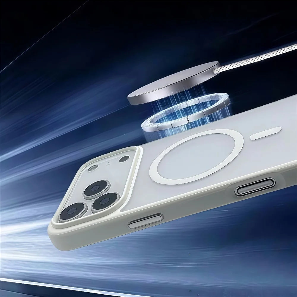 For iPhone 17 Pro Max Magnetic Case Skin Touch TPU Acrylic Phone Back Cover - White - 2