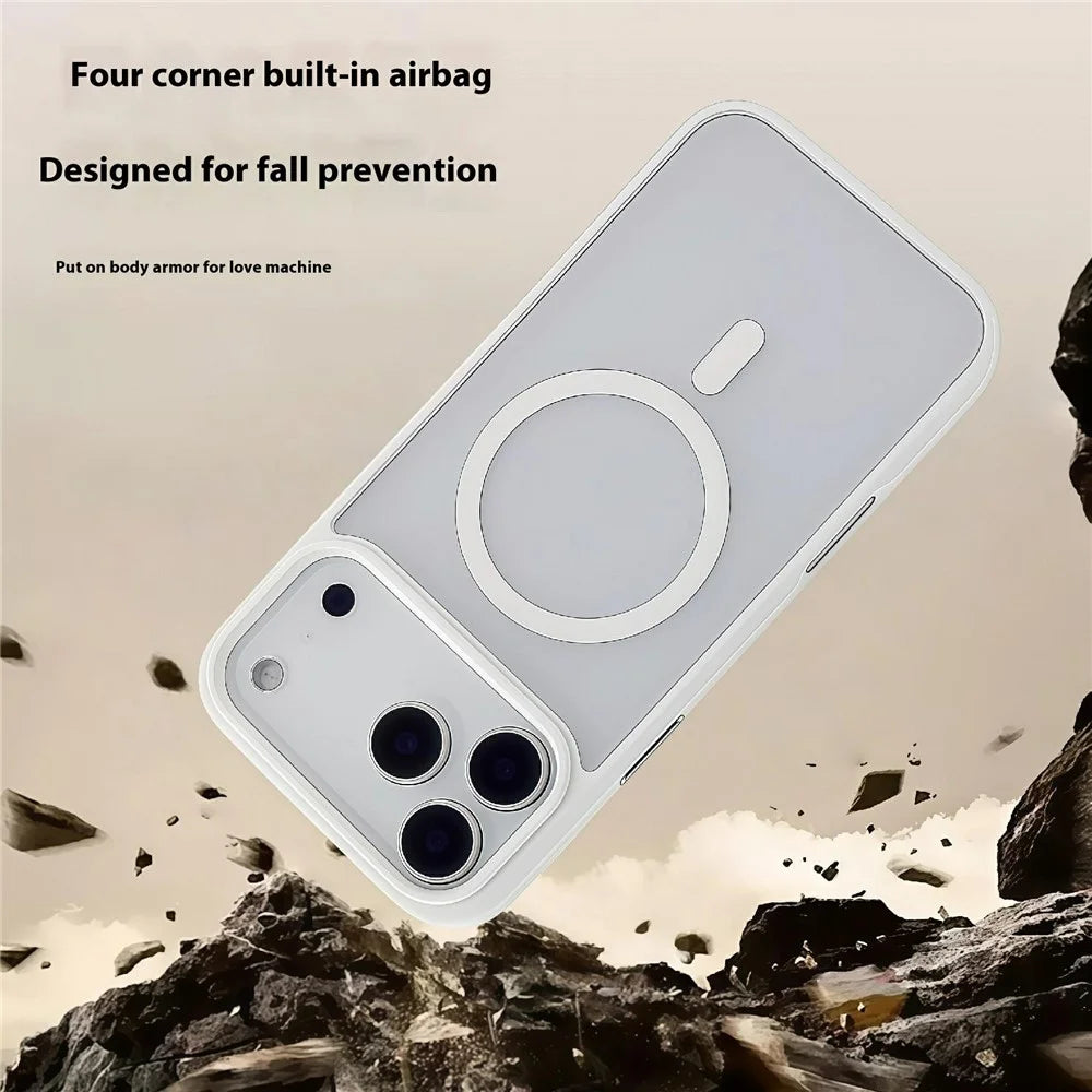 For iPhone 17 Pro Max Magnetic Case Skin Touch TPU Acrylic Phone Back Cover - White - 3