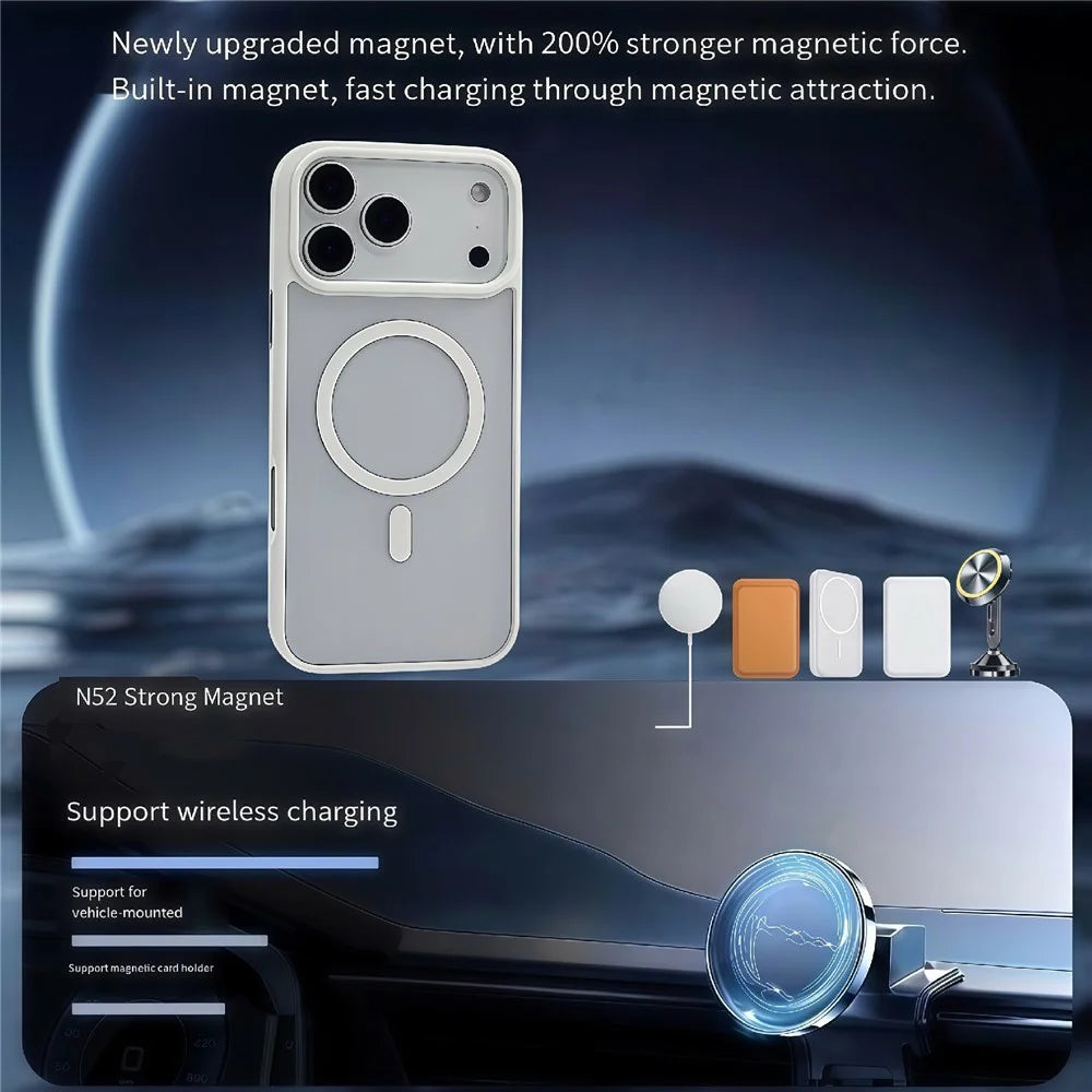 For iPhone 17 Pro Max Magnetic Case Skin Touch TPU Acrylic Phone Back Cover - White - 4