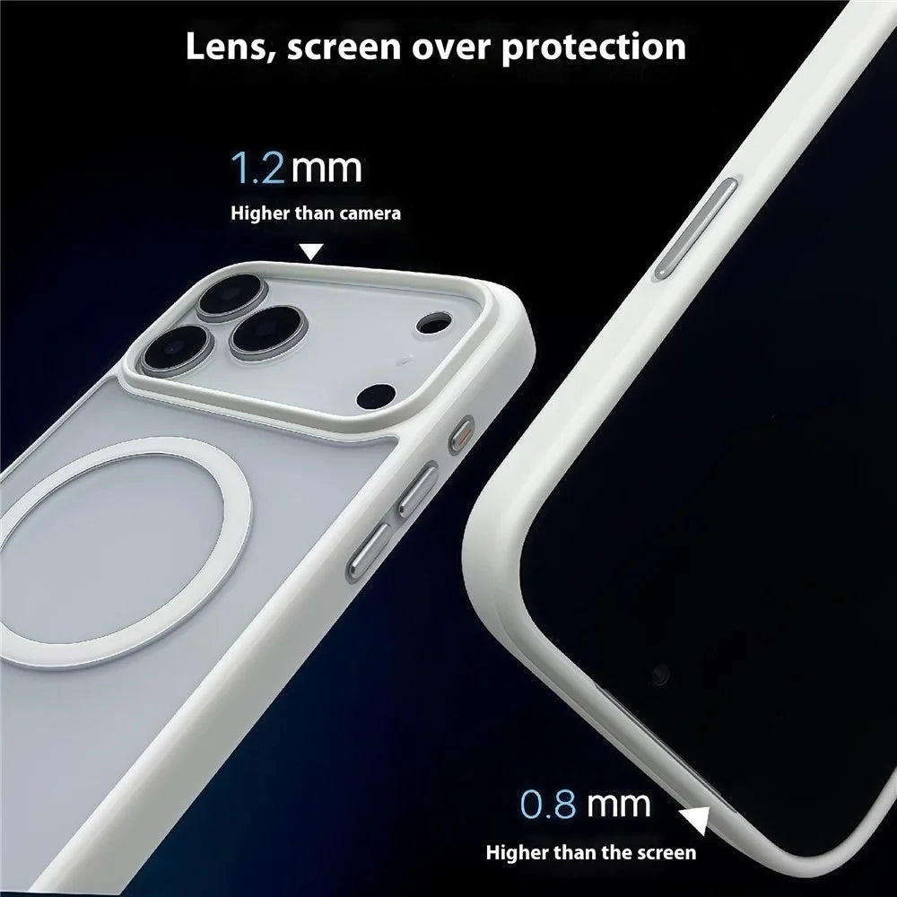 For iPhone 17 Pro Max Magnetic Case Skin Touch TPU Acrylic Phone Back Cover - White - 5