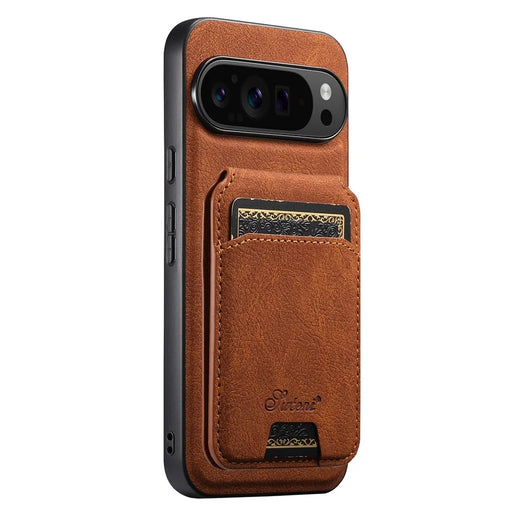 SUTENI H16 For Google Pixel 10 / 10 Pro Magnetic Case Kickstand Phone Cover Detachable Card Holder - Khaki - 2