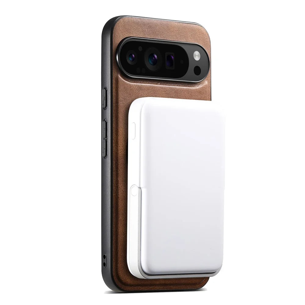 SUTENI H15 For Google Pixel 9 Pro XL Magnetic Case Detachable Card Holder Phone Cover - Brown - 6