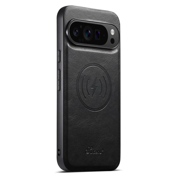 SUTENI H19 For Google Pixel 10 / 10 Pro Magnetic Case Waxy Texture Card Slots Leather Back Phone Cover - Black - 5