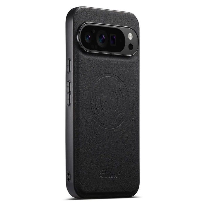 SUTENI H19 For Google Pixel 10 / 10 Pro Magnetic Case Card Holder Kickstand Litchi Texture Leather Back Cover - Black - 5