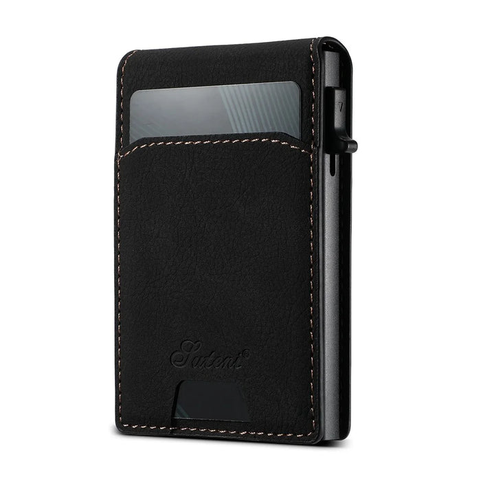 SUTENI H19 For Google Pixel 10 / 10 Pro Magnetic Case Card Holder Kickstand Litchi Texture Leather Back Cover - Black - 6