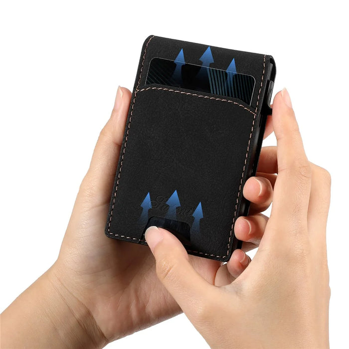 SUTENI H19 For Google Pixel 10 / 10 Pro Magnetic Case Card Holder Kickstand Litchi Texture Leather Back Cover - Black - 7