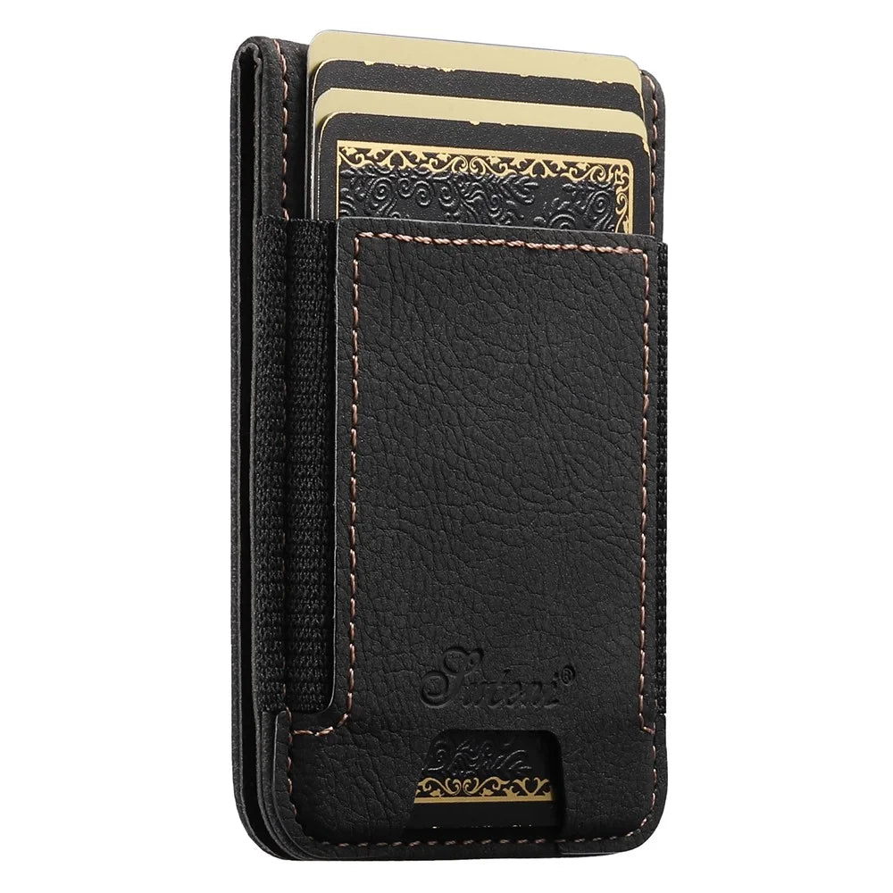 SUTENI H17 For Google Pixel 9 / 9 Pro Magnetic Case Card Slots Leather + TPU Kickstand Phone Cover - Black - 5