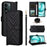 For Realme C71 4G Case with Shoulder  /  Wrist Strap Leather Phone Cover Stand Wallet - Black - 1