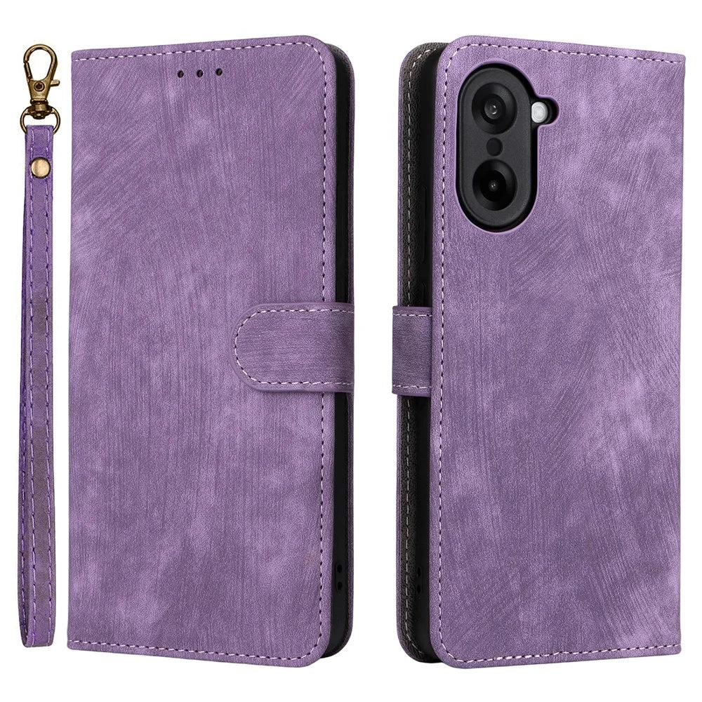 For OnePlus Nord CE5 5G / Ace 5 Racing 5G Case Wallet RFID Blocking PU Leather Phone Cover Stand with Strap - Purple - 1