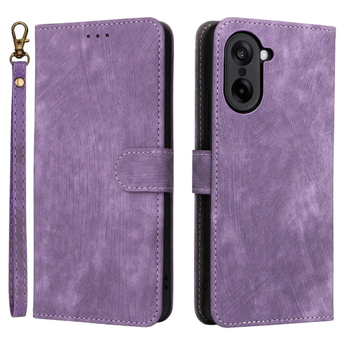 For OnePlus Nord CE5 5G / Ace 5 Racing 5G Case Wallet RFID Blocking PU Leather Phone Cover Stand with Strap - Purple - 1
