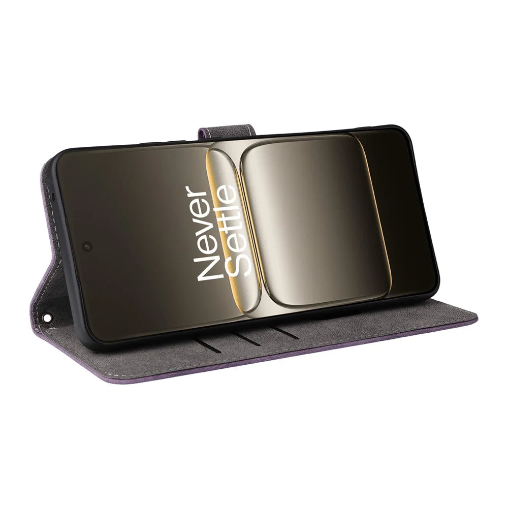 For OnePlus Nord CE5 5G / Ace 5 Racing 5G Case Wallet RFID Blocking PU Leather Phone Cover Stand with Strap - Purple - 3