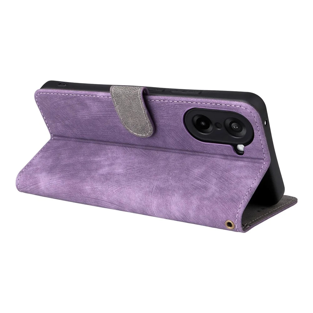For OnePlus Nord CE5 5G / Ace 5 Racing 5G Case Wallet RFID Blocking PU Leather Phone Cover Stand with Strap - Purple - 4