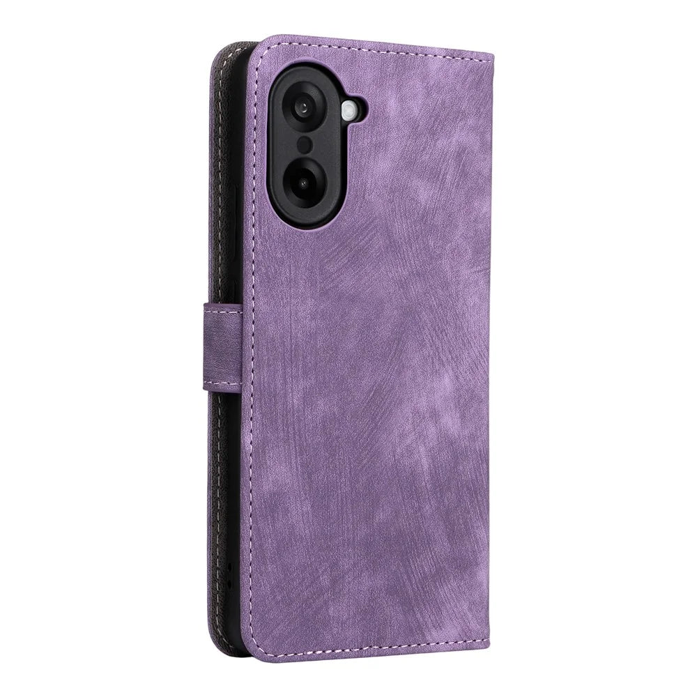 For OnePlus Nord CE5 5G / Ace 5 Racing 5G Case Wallet RFID Blocking PU Leather Phone Cover Stand with Strap - Purple - 7
