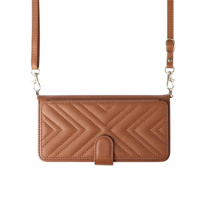 For TCL 605 4G / 60 SE Case with Shoulder  /  Wrist Strap Leather Phone Cover Stand Wallet - Brown - 7