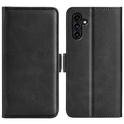 Calf Texture Phone Cover For Samsung Galaxy A14 5G / A14 4G PU Leather Magnetic Closure Stand Flip Wallet Case Protective Phone Shell - Black - 1